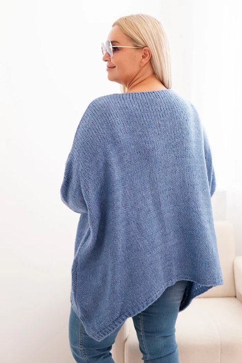 Sweter damska Plus Size z akrylem o luźnym kroju i rękawem 3/4 jeansowy