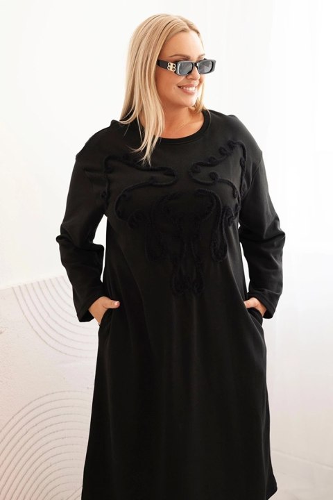 Sukienka damska Plus Size z haftem bawełniana czarna