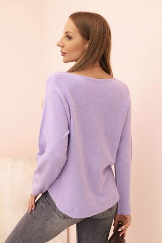 Sweter damski z wiskozą z dekoltem w serek fioletowy