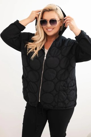 Bluza damska Plus Size bawełniana rozpinana na zamek czarna