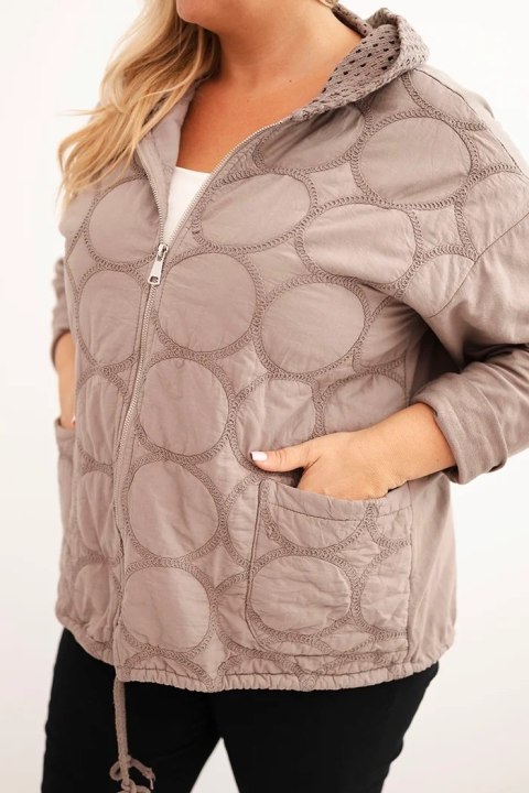 Bluza damska Plus Size bawełniana rozpinana na zamek fango