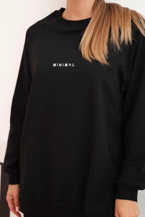 Komplet damski bawełniany bluza i legginsy z napisem Minimal czarny