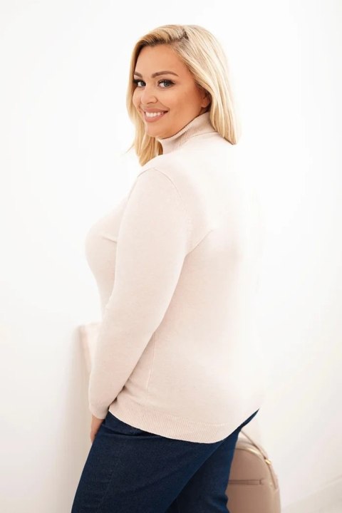 Sweter damski Plus Size z wiskozy o klasycznym kroju beżowy