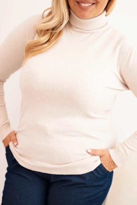 Sweter damski Plus Size z wiskozy o klasycznym kroju beżowy
