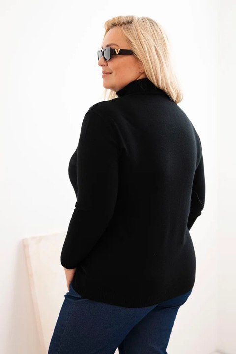 Sweter damski Plus Size z wiskozy o klasycznym kroju czarny