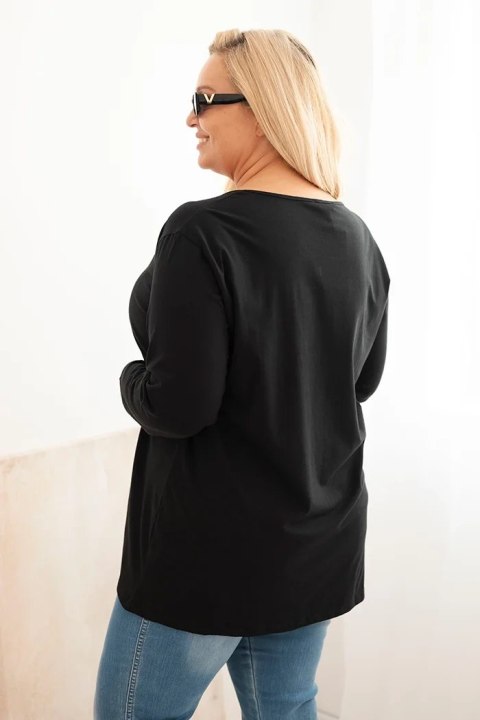 Bluzka damska Plus Size z dekoltem w łódkę czarna