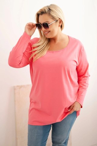 Bluzka damska Plus Size z dekoltem w łódkę różowa