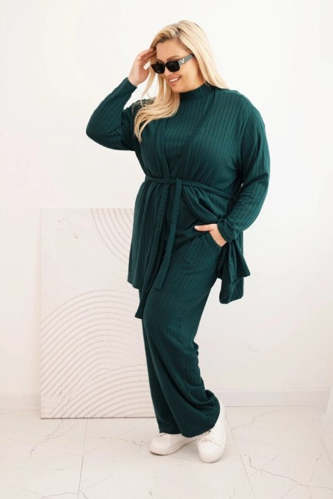 Komplet damski Plus Size 3-częściowy ciemno zielony