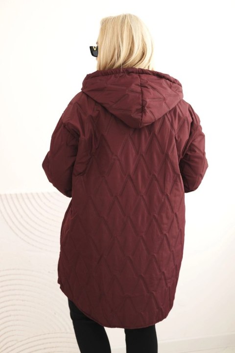 Kurtka damska Plus Size pikowana z kapturem i napisem HOPE śliwkowa