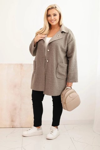 Płaszcz damski Plus Size baranek z wełną i kieszeniami fango