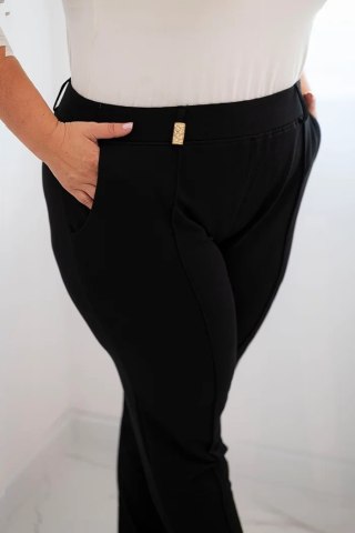 Spodnie damskie bawełniane Plus Size z elastycznym pasem czarne