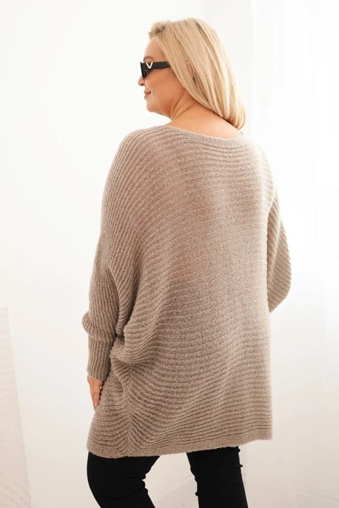 Sweter damski Plus Size z moherem ponczo fango