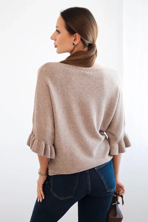 Sweter damski z ozdobnym mankietem fango