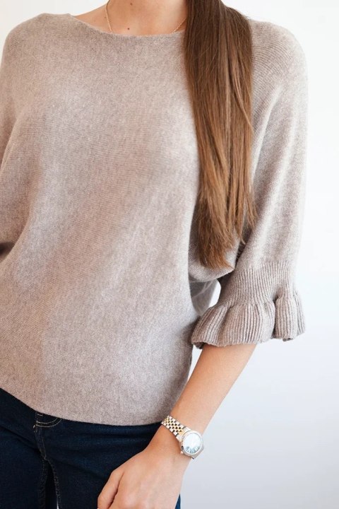 Sweter damski z ozdobnym mankietem fango