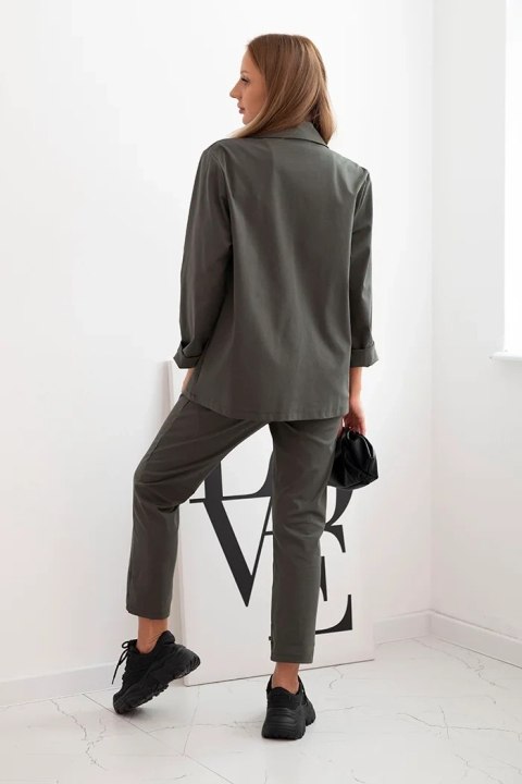 Komplet damski Punto elegancka marynarka i spodnie khaki