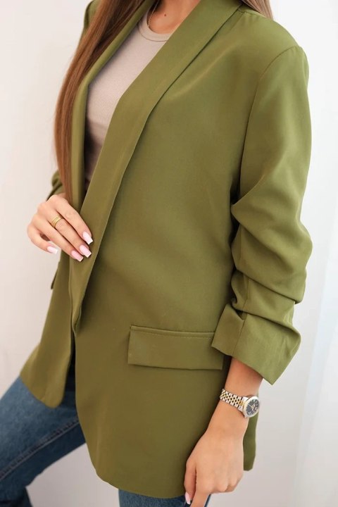 Marynarka z klapami elegancka oliwkowa