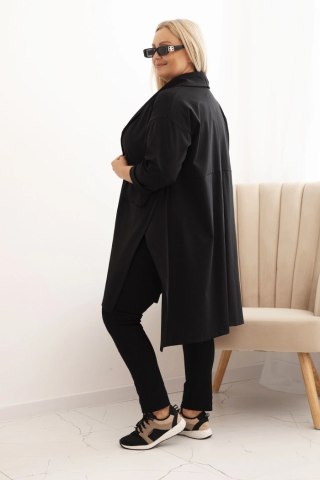Narzutka damska Plus Size Punto z bawełną zapinana na guzik czarna