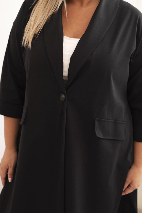 Narzutka damska Plus Size Punto z bawełną zapinana na guzik czarna