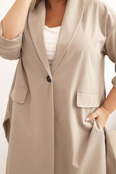 Narzutka damska Plus Size Punto z bawełną zapinana na guzik fango