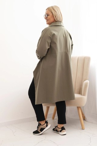 Narzutka damska Plus Size Punto z bawełną zapinana na guzik khaki