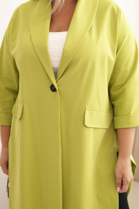 Narzutka damska Plus Size Punto z bawełną zapinana na guzik pistacjowa