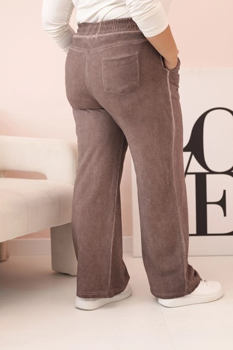 Spodnie damskie Plus Size z wiskozą o szerokiej nogawce i elastycznym pasie fango