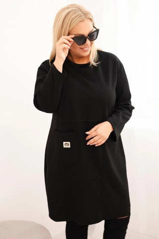 Sukienka damska Plus Size masełko z kieszenią i rękawem 3/4 czarna