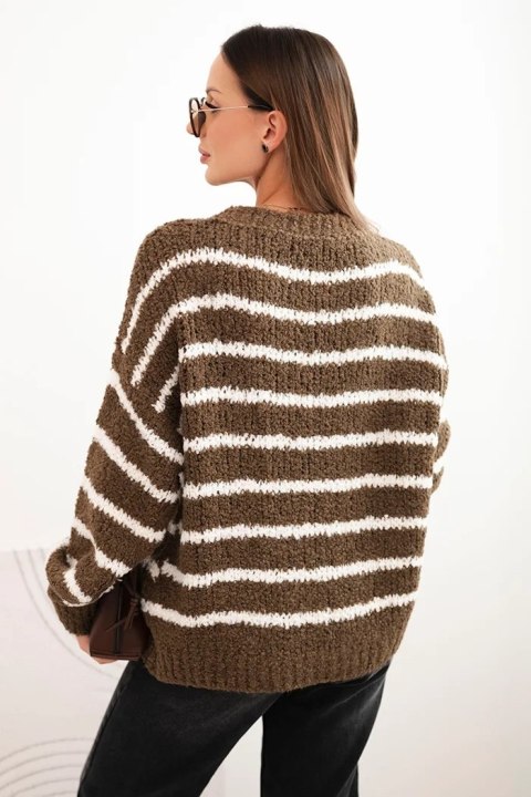 Sweter damski w paski z wełną o luźnym kroju fango