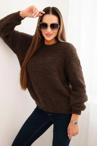 Sweter damski z miękkiego moheru brązowy