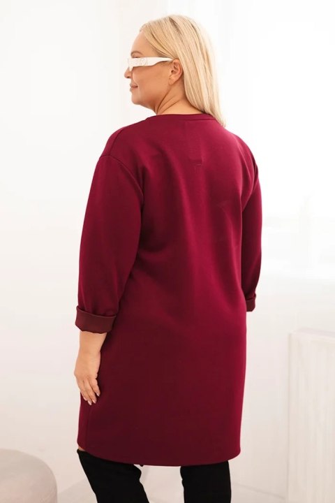 Sukienka damska Plus Size masełko z kieszenią i rękawem 3/4 śliwkowa