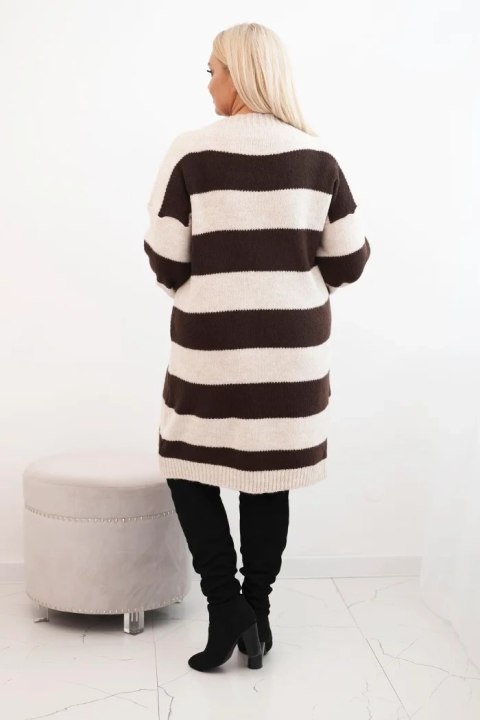 Sukienka damska swetrowa Plus Size w pasy camelowa