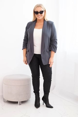 Marynarka damska Plus Size bez zapięcia z podszewką XL/2XL grafitowa