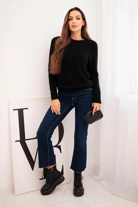 Sweter damski z baby alpaki z długim rękawem czarny