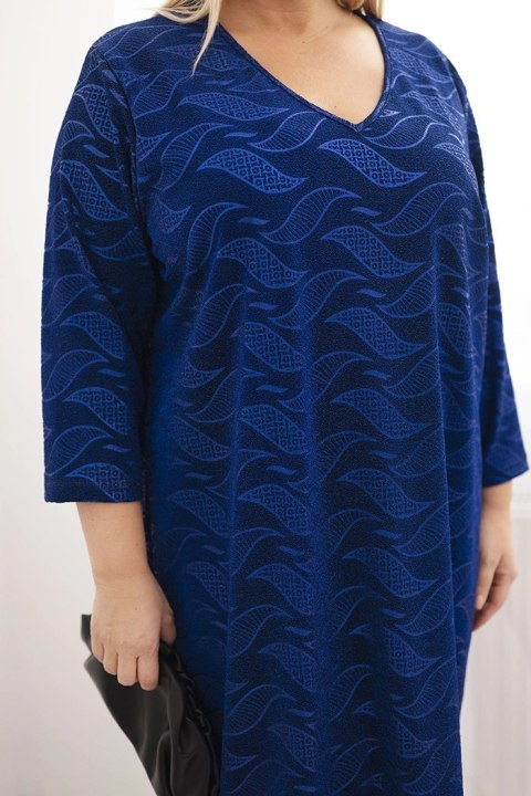 Sukienka damska z żorżety Plus Size z dekoltem V chabrowa