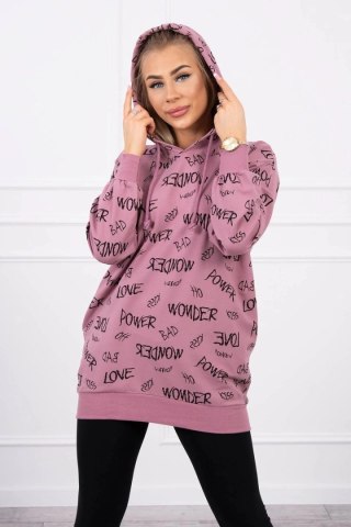 Bluza z napisami ciemno różowa