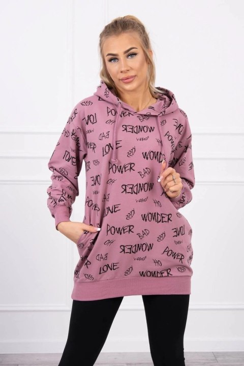 Bluza z napisami ciemno różowa