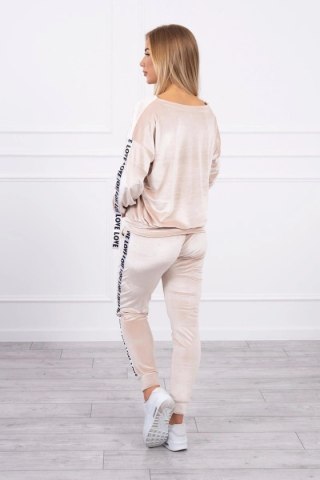 Komplet welurowy Love beżowy