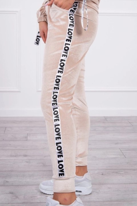 Komplet welurowy Love beżowy