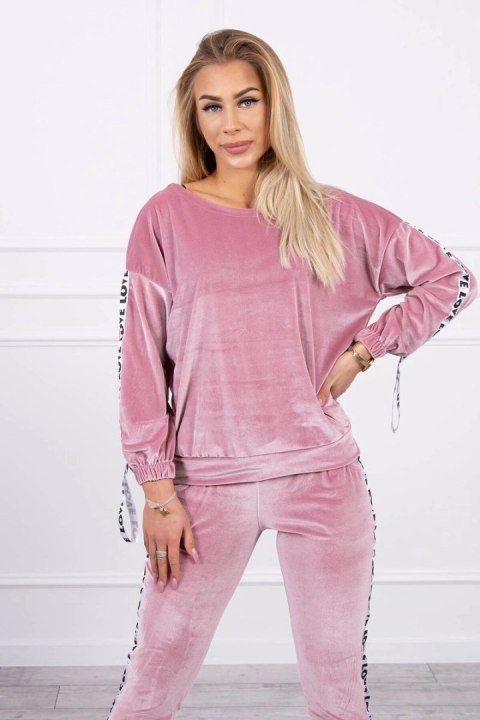 Komplet welurowy Love ciemno pudrowy róż