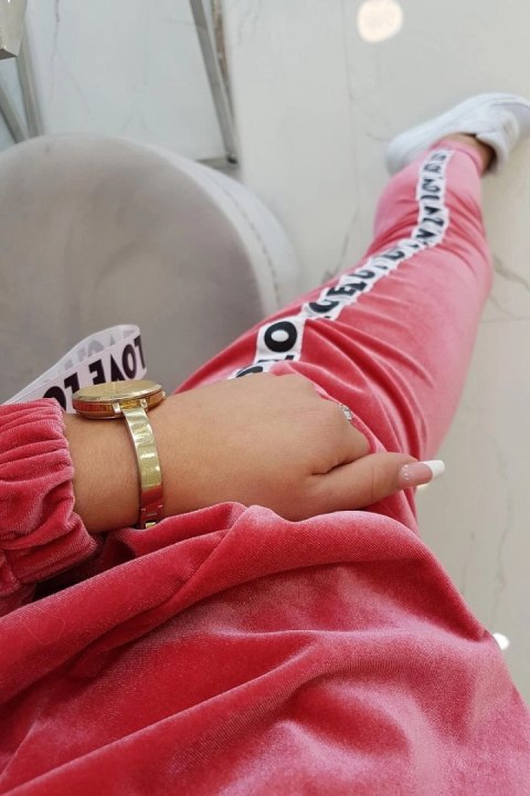 Komplet welurowy Love malinowy