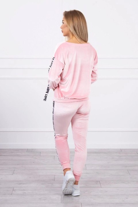 Komplet welurowy Love pudrowy róż