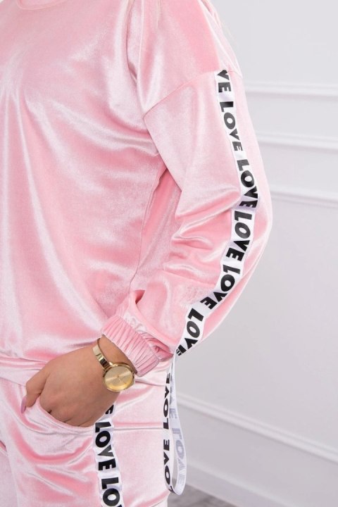 Komplet welurowy Love pudrowy róż