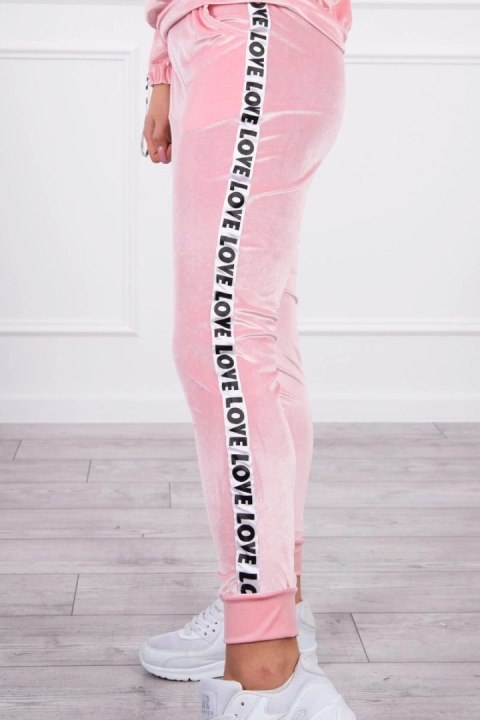 Komplet welurowy Love pudrowy róż