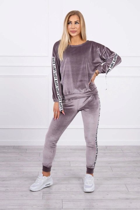 Komplet welurowy Love szary