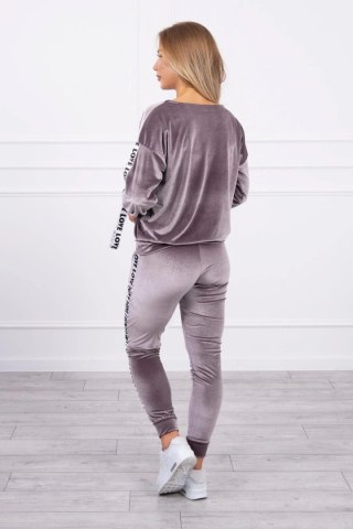 Komplet welurowy Love szary