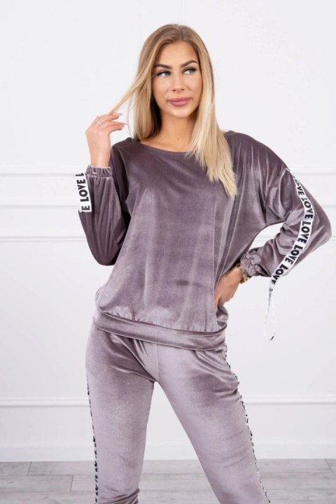 Komplet welurowy Love szary