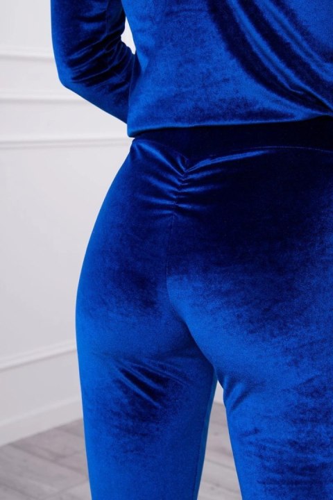 Komplet welurowy z marszczeniem z tyłu chabrowy