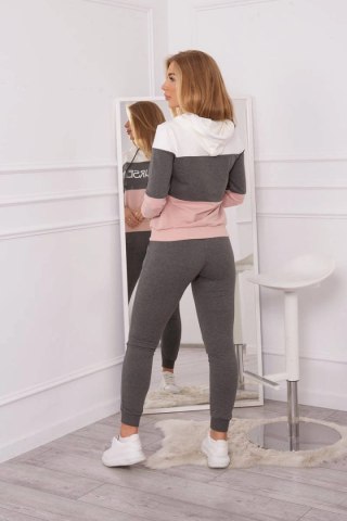 Komplet z nadrukiem Yourself ecru+grafitowy