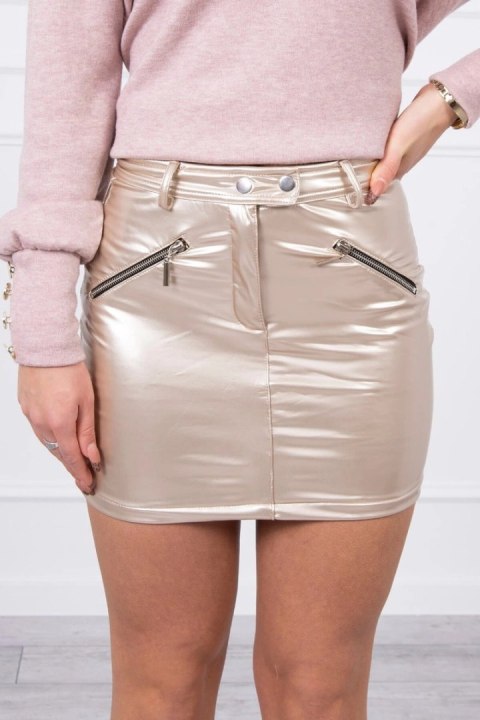 Spódniczka z ozdobnymi suwakami beżowa