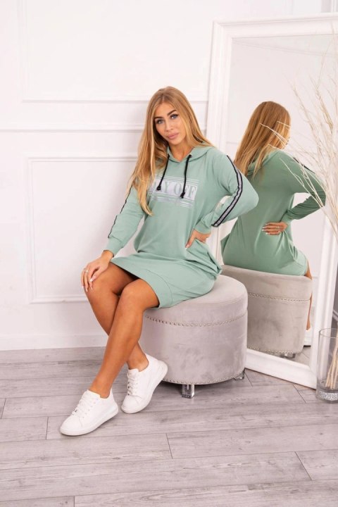 Sukienka z odblaskowym nadrukiem ciemno miętowa